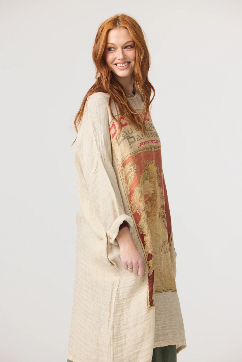Miss Rose Sister Violet Isolde Linen Dress Tangerine Lady Print