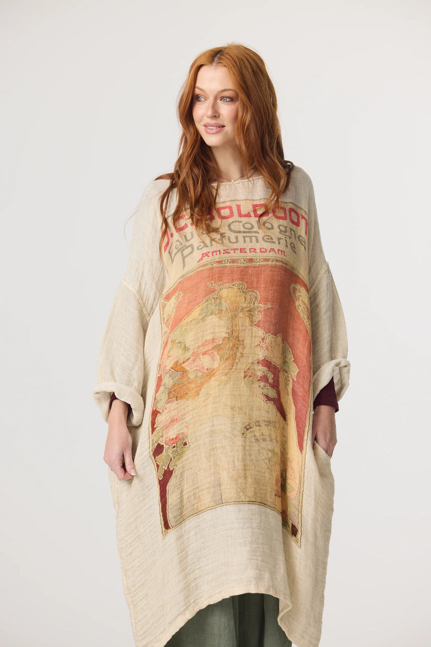 Miss Rose Sister Violet Isolde Linen Dress Tangerine Lady Print