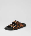 Mollini Harvi Black/ Tan Pony Leather Slides