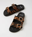Mollini Harvi Black/ Tan Pony Leather Slides