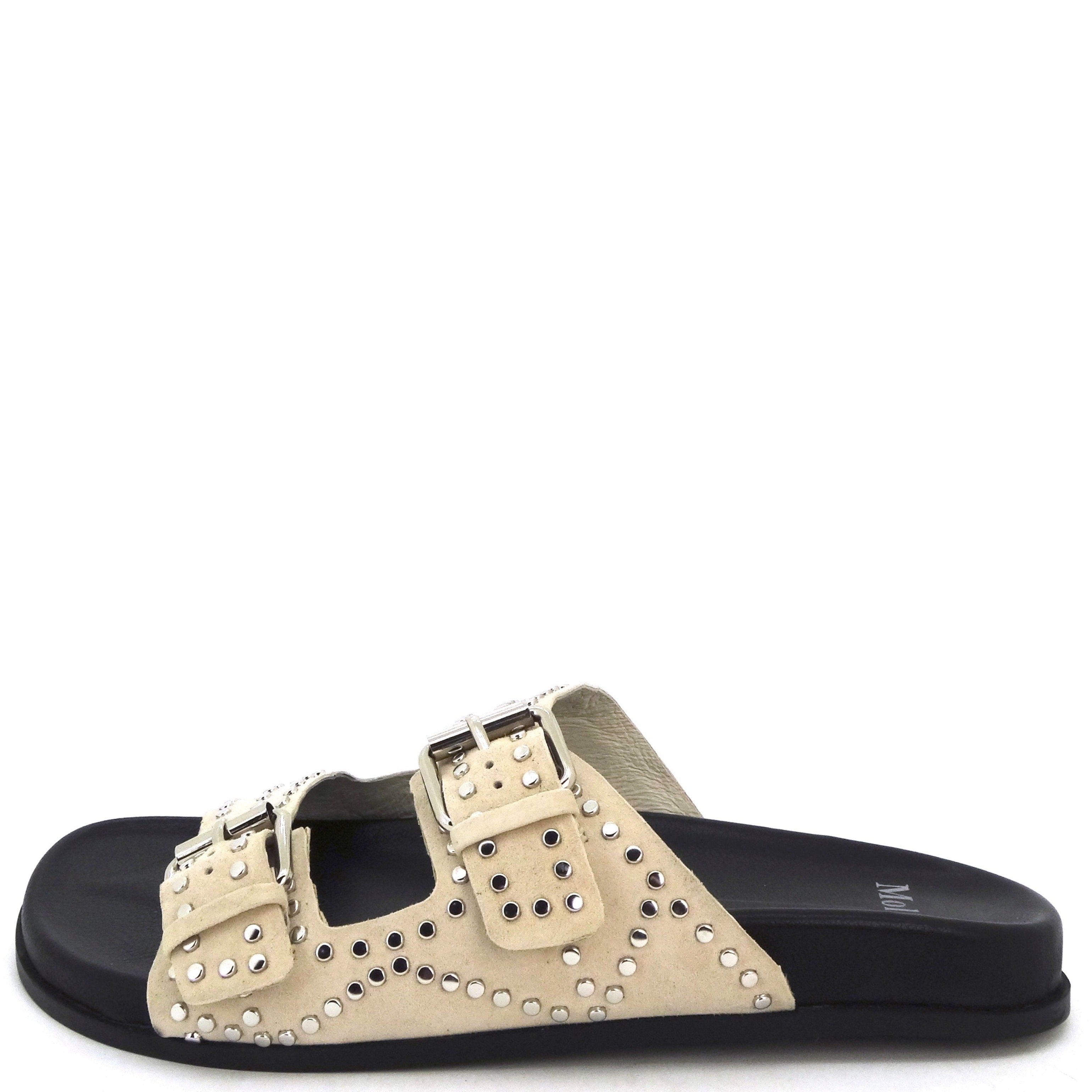 Mollini Heire Stone Suede Studded Slides