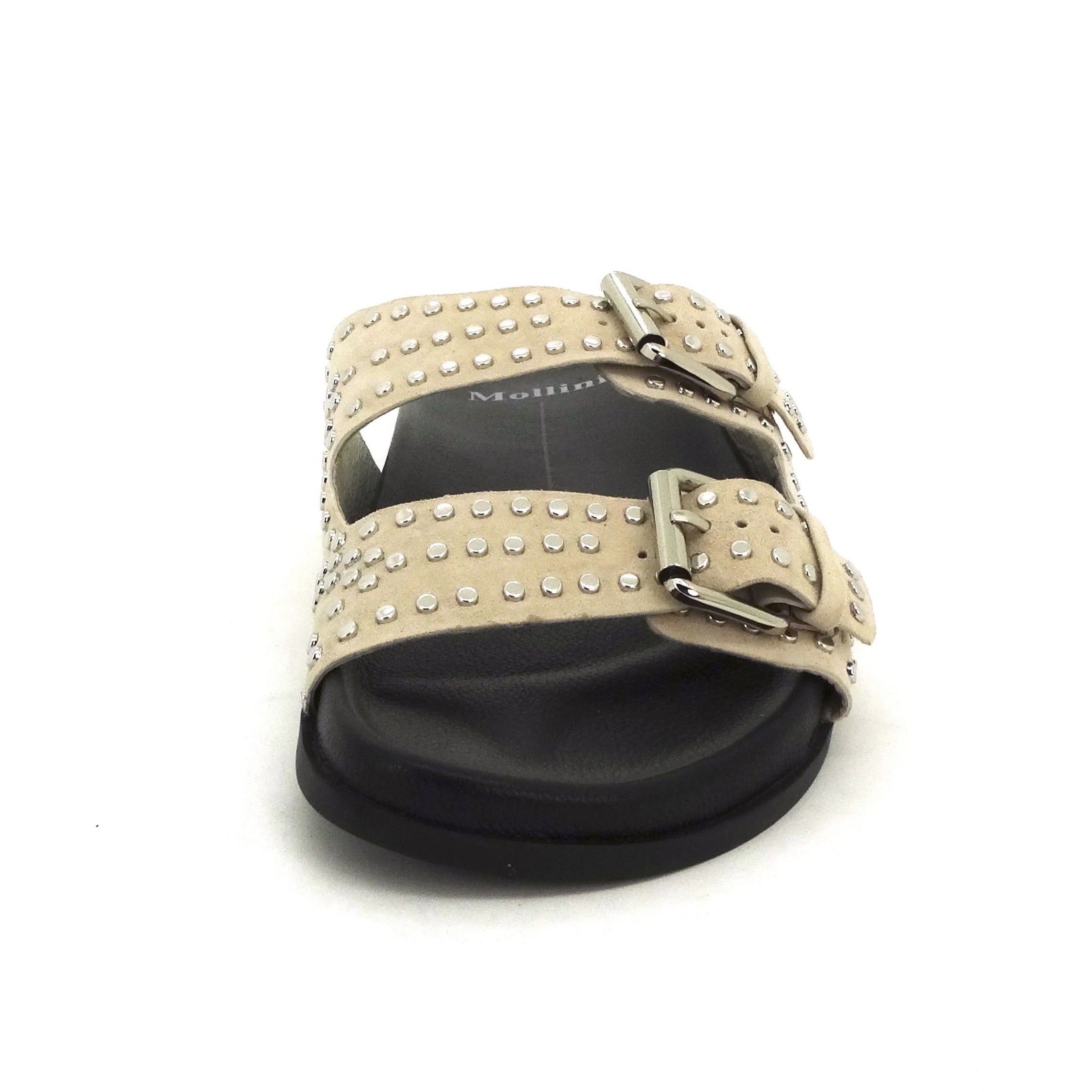 Mollini Heire Stone Suede Studded Slides