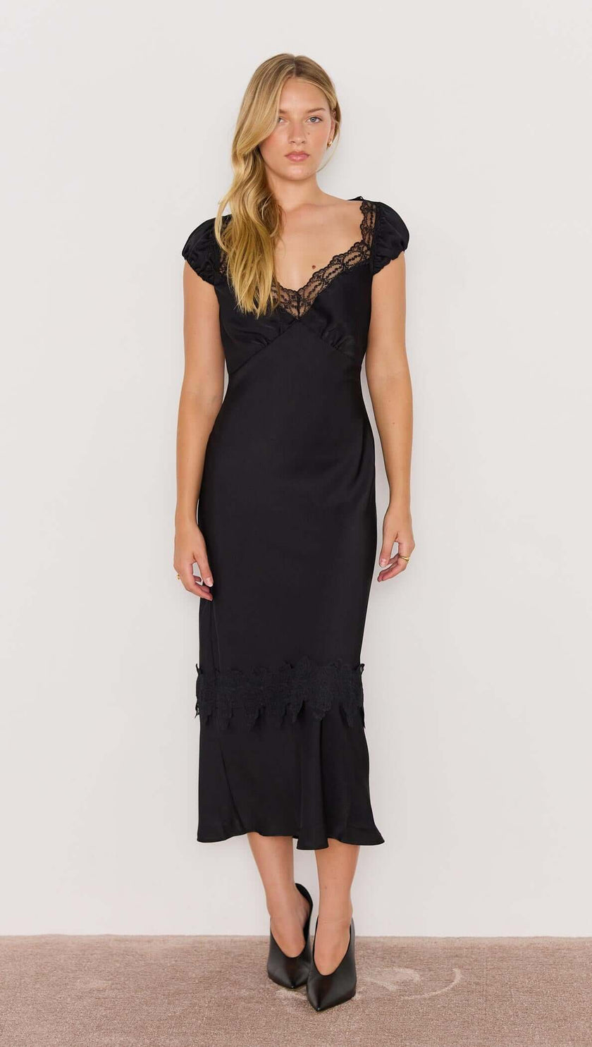 MINKPINK Momento Bias Midi Dress Black