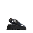 EOS Monnis Black Leather Flatform Sandals