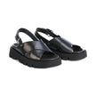 EOS Monnis Black Leather Flatform Sandals