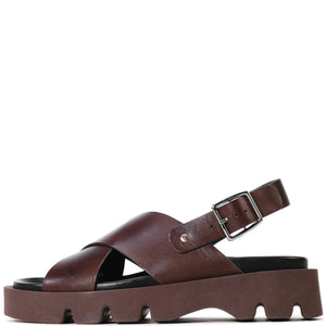 EOS Monnis Chestnut Leather Flatform Sandals