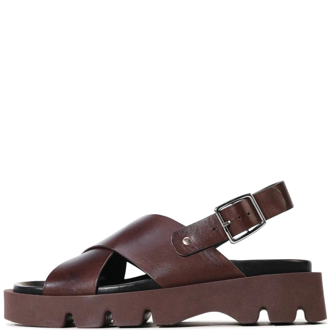 EOS Monnis Chestnut Leather Flatform Sandals