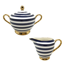Load image into Gallery viewer, Lyndal T Sugar and Creamer Set Navy Stripe
