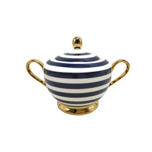 Load image into Gallery viewer, Lyndal T Sugar and Creamer Set Navy Stripe
