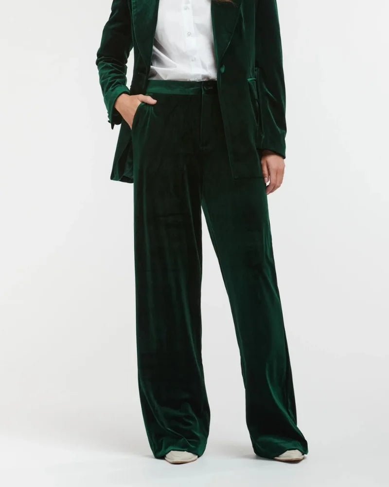 Italian Star Jets Velvet Pant Bottle Green