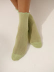 Angels Whisper Marshmallow Frill Mesh Socks Green