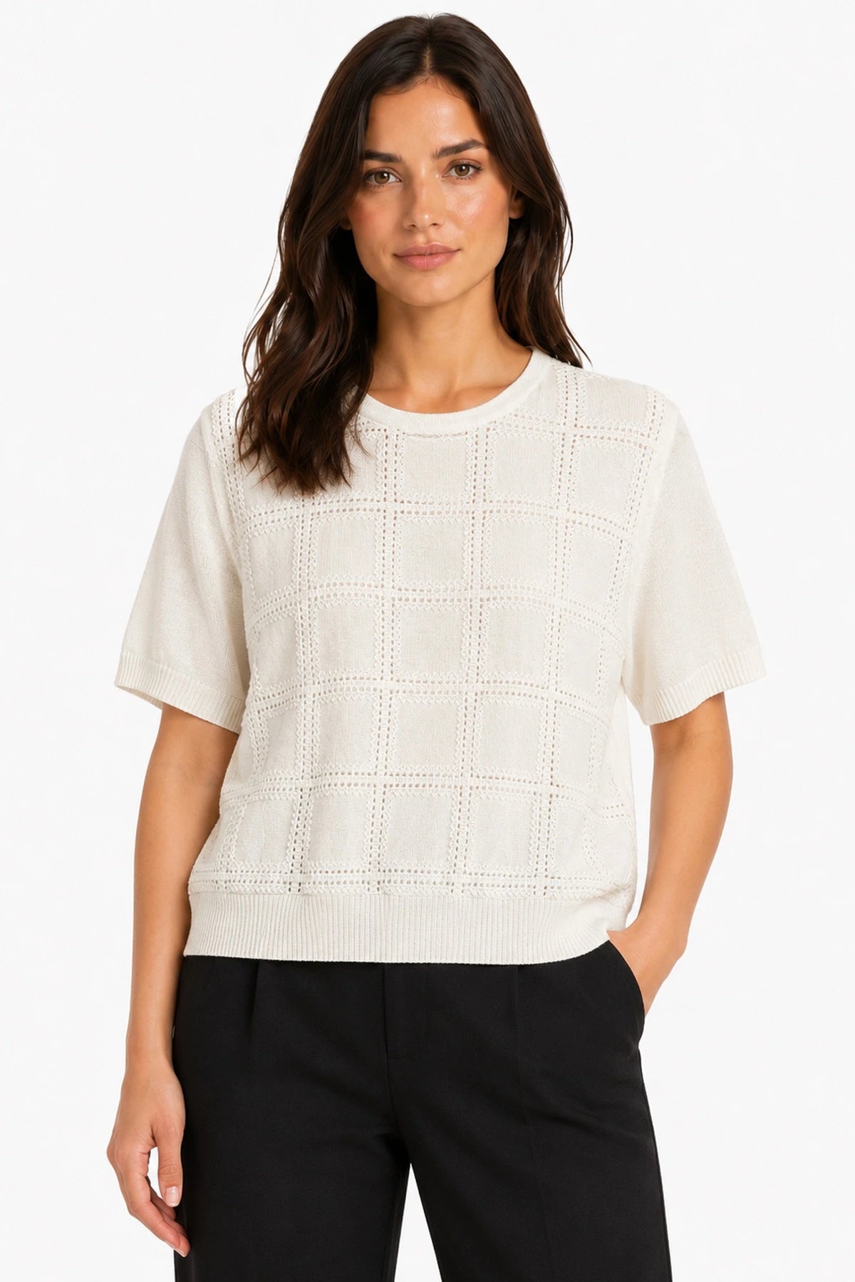 JJ Sisters OO151 Silk Linen Top Cream