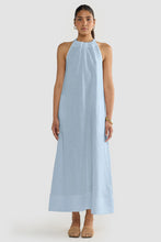 Load image into Gallery viewer, ORTC Luna Linen Halter Full Length Dress Powder Blue
