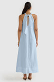 ORTC Luna Linen Halter Full Length Dress Powder Blue
