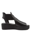Django & Juliette Ozie Platform Sandals Black Leather Black Sole