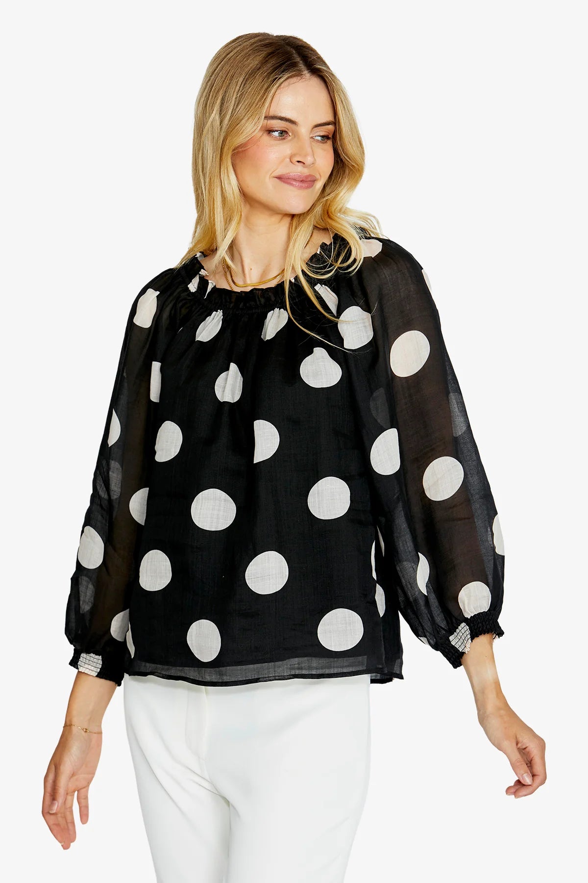 Pingpong Rory Off Shoulder Blouse Spot Print