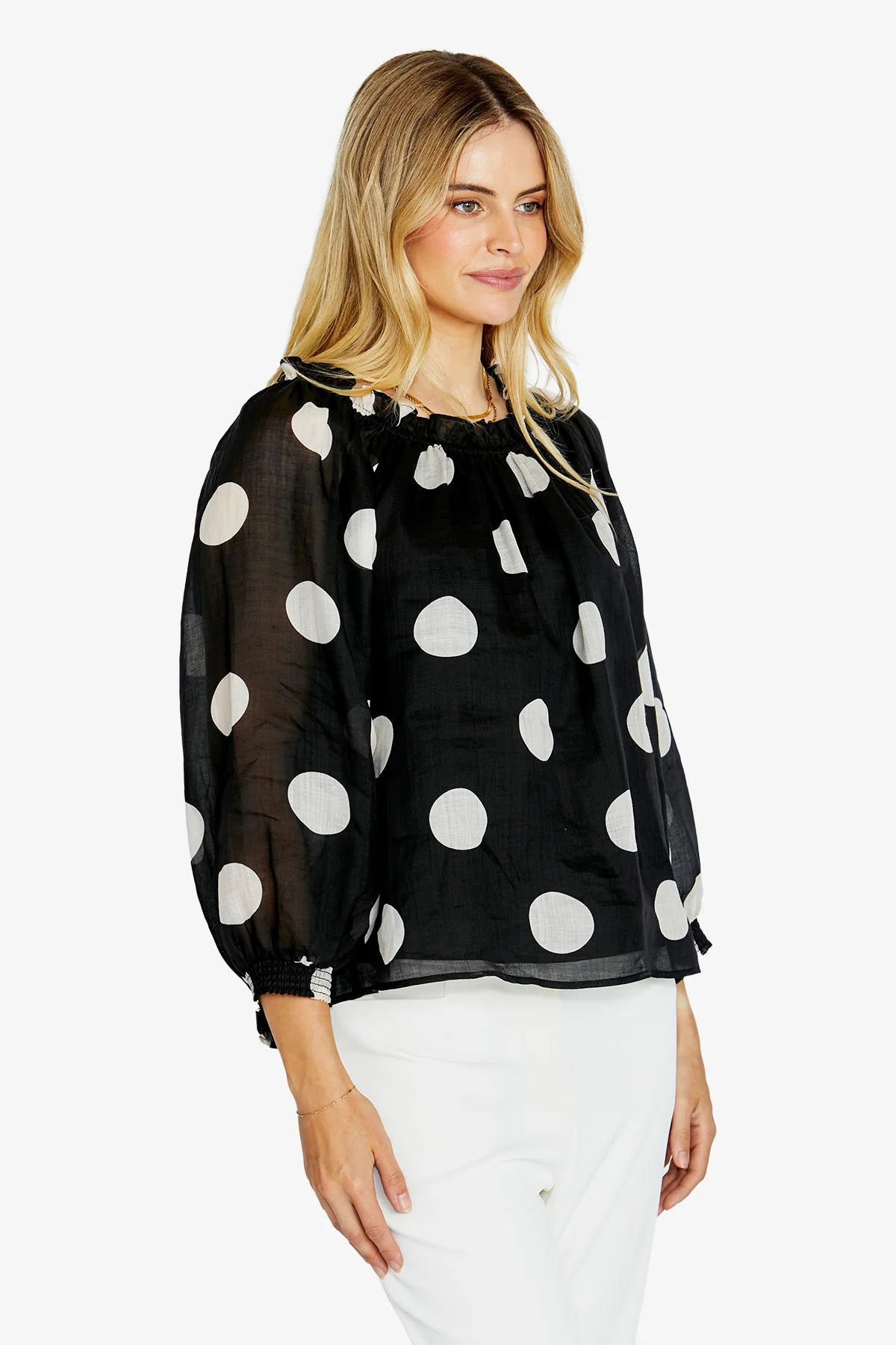 Pingpong Rory Off Shoulder Blouse Spot Print