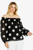 Pingpong Rory Off Shoulder Blouse Spot Print