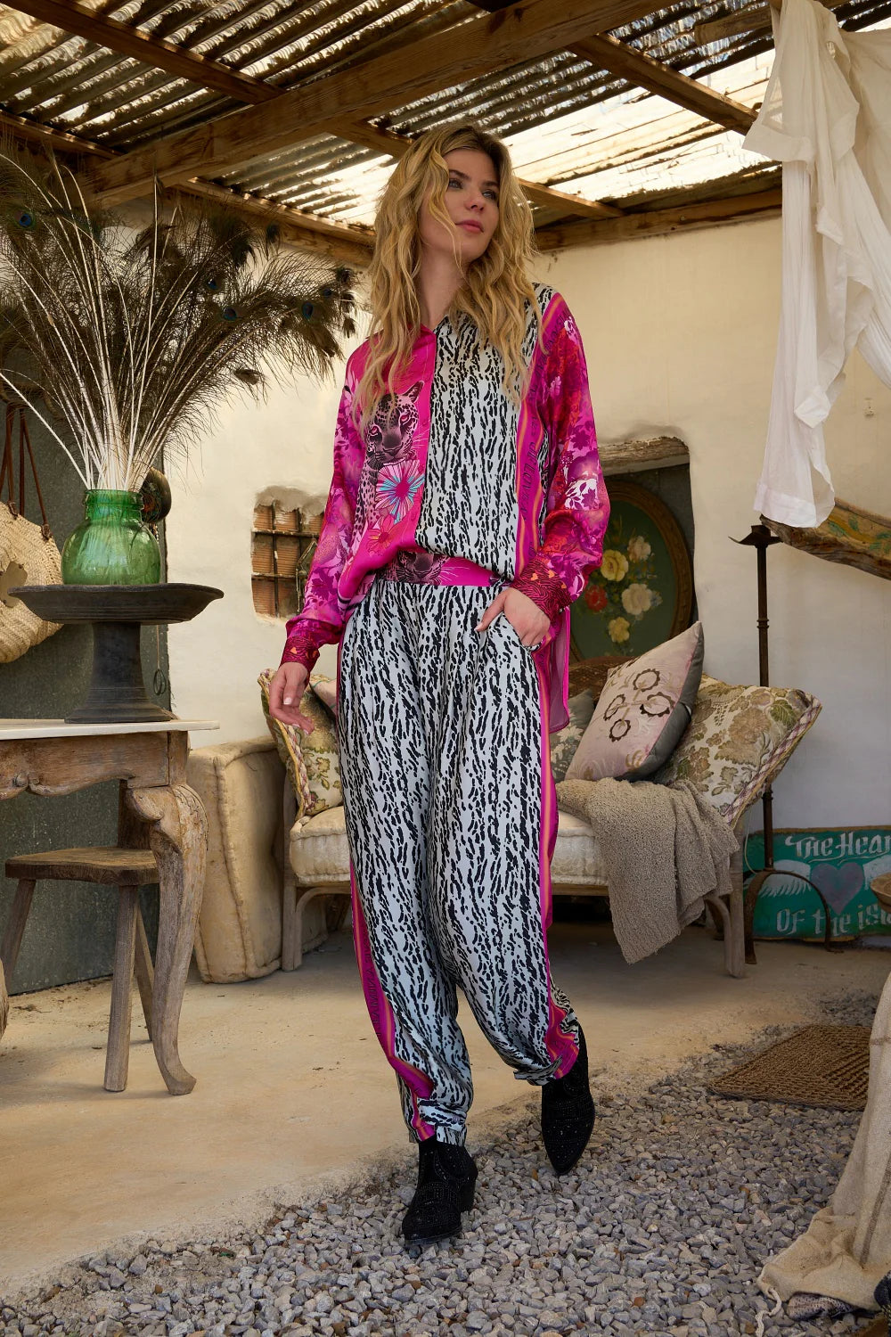 Miss Goodlife Pink Animal Love Blouse Multi