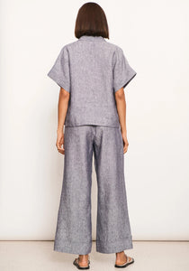 POL Joss Denim Top Linen Denim