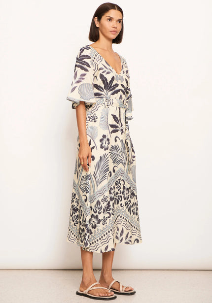 POL Paradise Bias Dress Paradise Palm Print