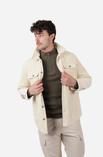 James Harper Cord Padded Jacket Natural