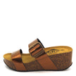 Plakton Sox Terracotta Metallic Leather Cork Platform Slides