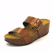Plakton Sox Terracotta Metallic Leather Cork Platform Slides