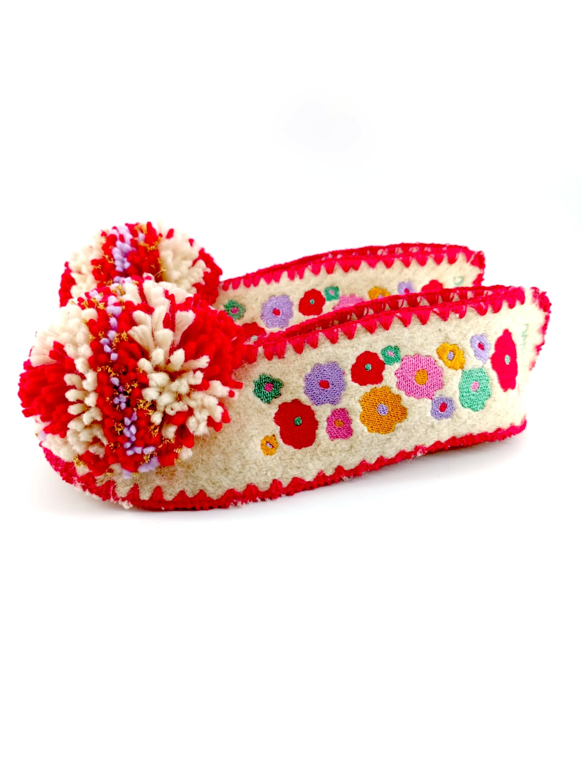 Freeing Venus Pretty in Red Pompom Wool Slippers