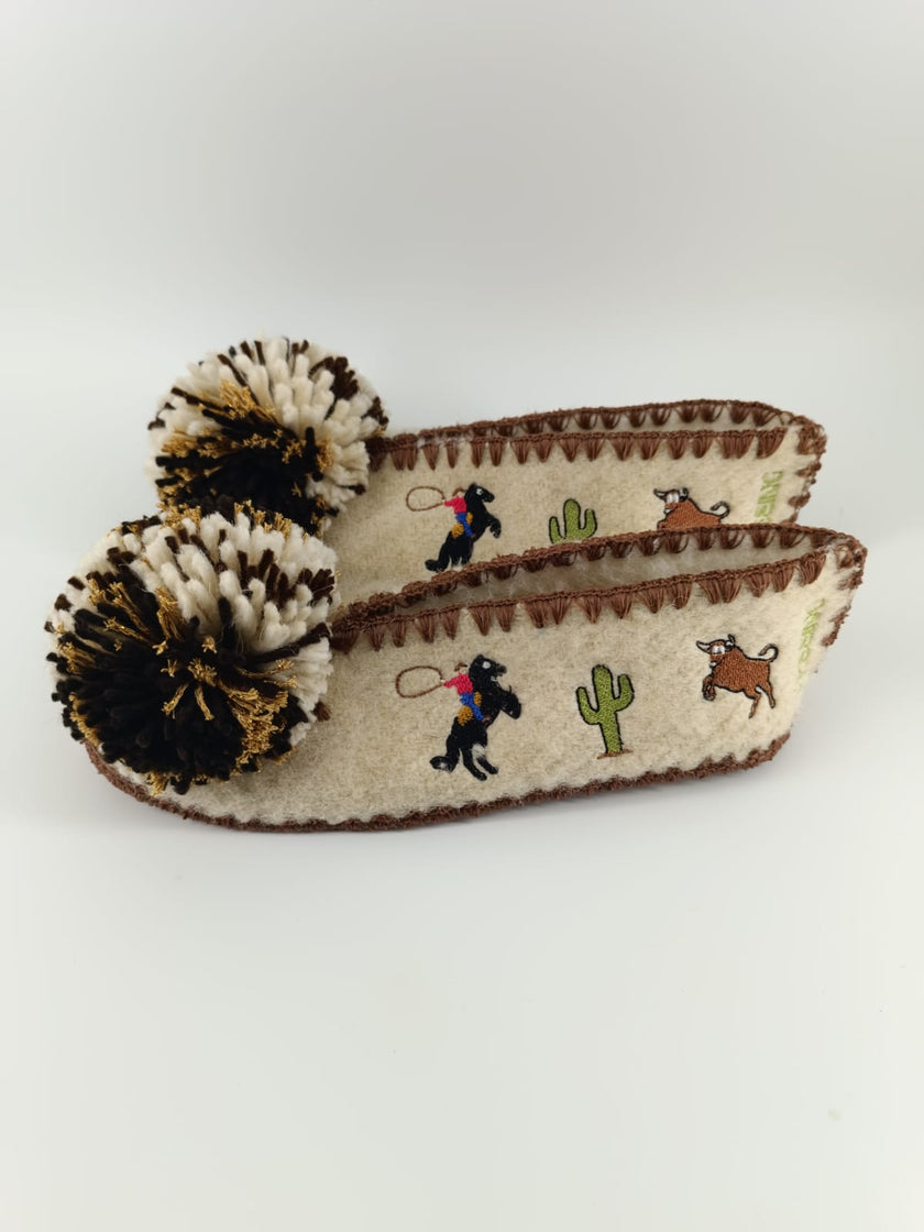 Freeing Venus Prickly Pair Artisan Wool Pompom Slippers