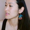 DENZ Protea Flower Earrings Teal/ Orange