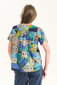 Olga De Polga Pueblito Top Blue Cotton