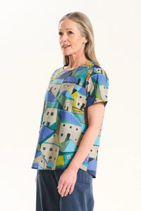 Olga De Polga Pueblito Top Blue Cotton
