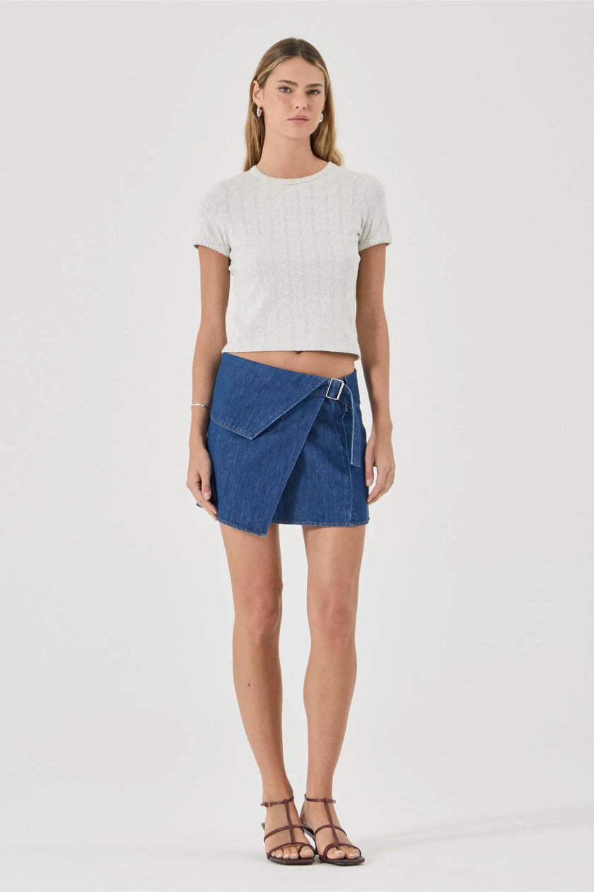 Rollas Lenny Wrap Mini Blue Smoke Rinse Denim