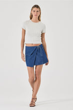 Load image into Gallery viewer, Rollas Lenny Wrap Mini Blue Smoke Rinse Denim
