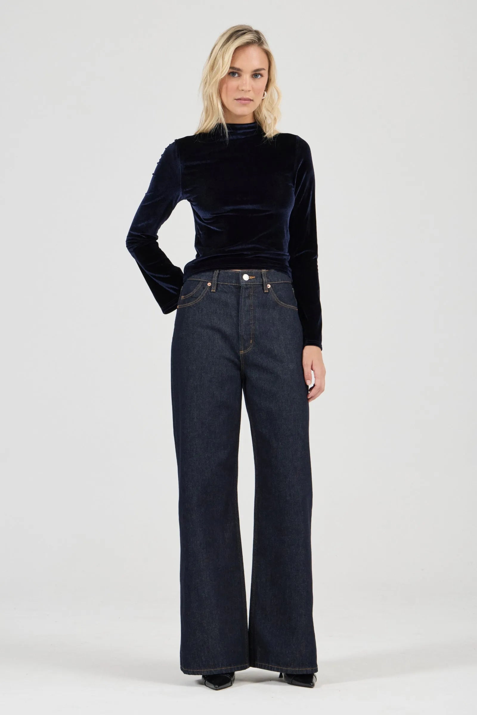 Rollas Cameo Long Sleeve Top Velvet Midnight