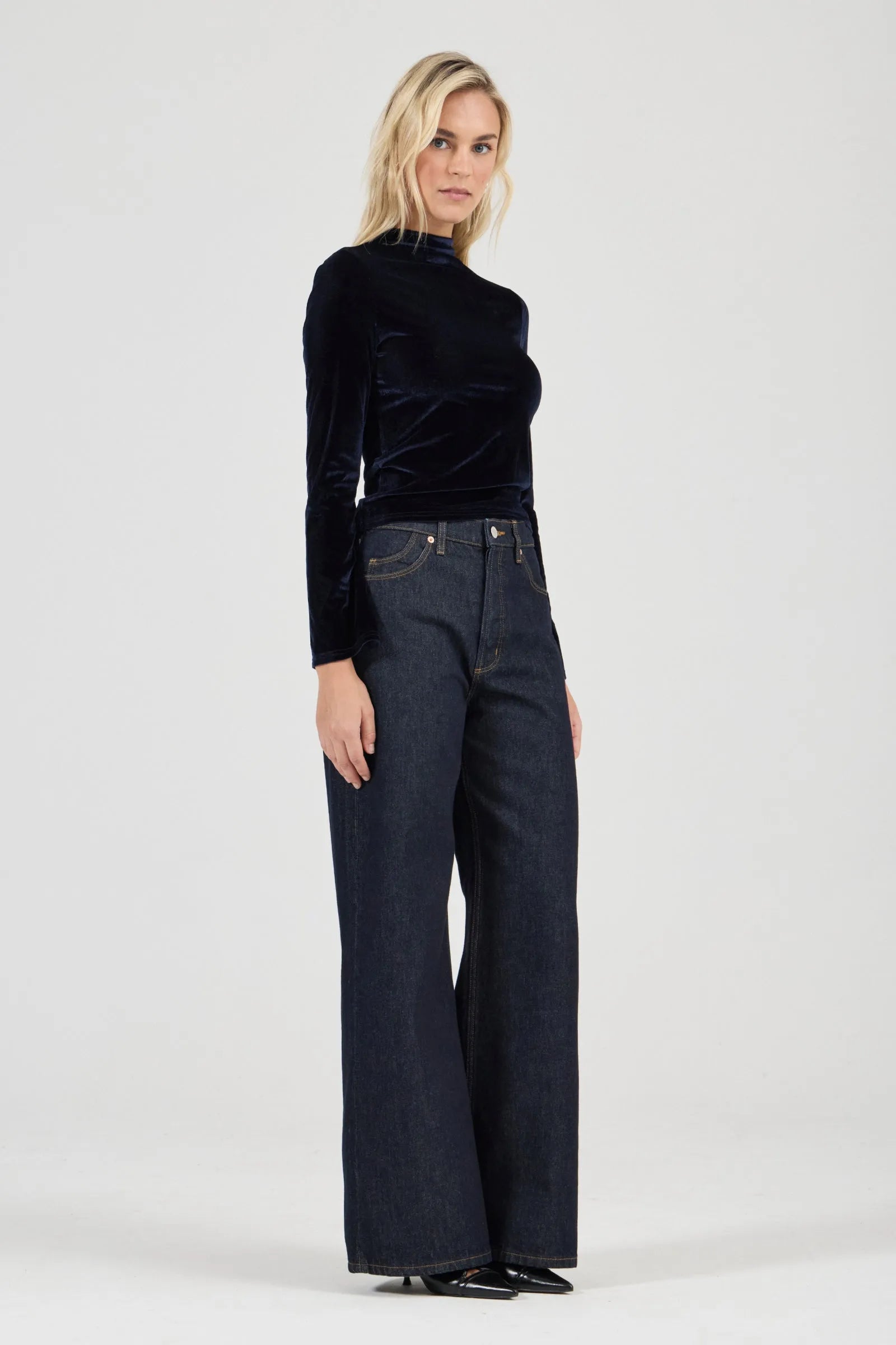 Rollas Cameo Long Sleeve Top Velvet Midnight