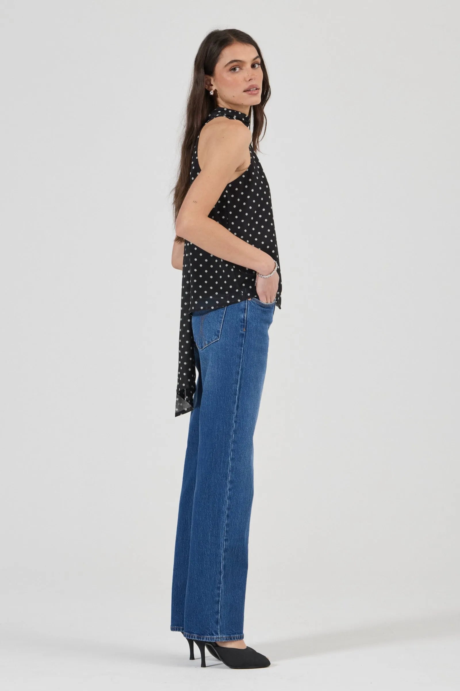 Rolla's Edie Halter Polka Dot Black/White