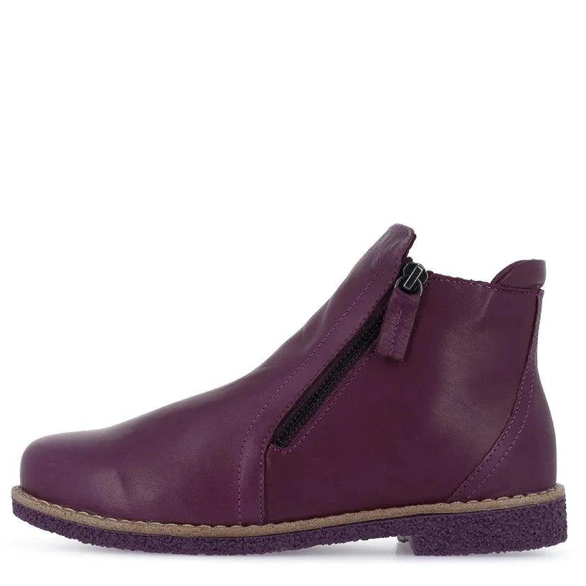 Rilassare Tallow Leather Ankle Boots Plum/Plum