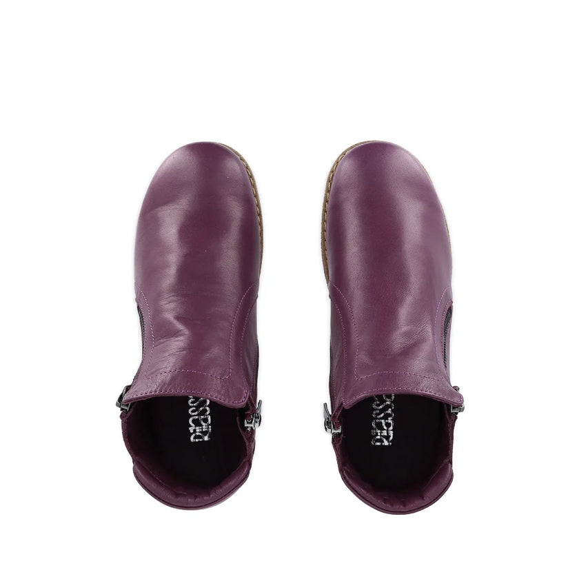 Rilassare Tallow Leather Ankle Boots Plum/Plum