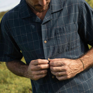 McTavish Washed Camp Collar Shirt Blue Multi