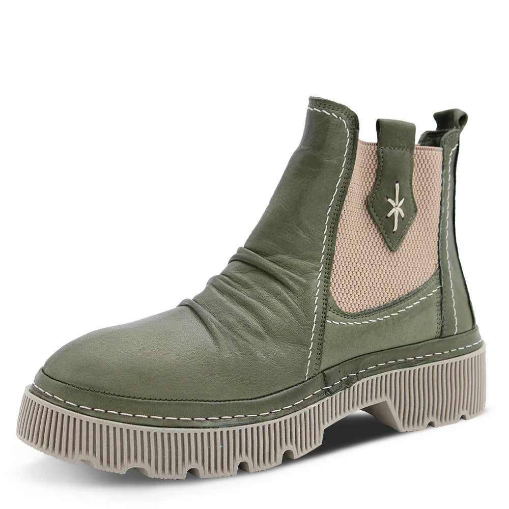 Sala Ripper Ankle Boots Dark Olive Leather