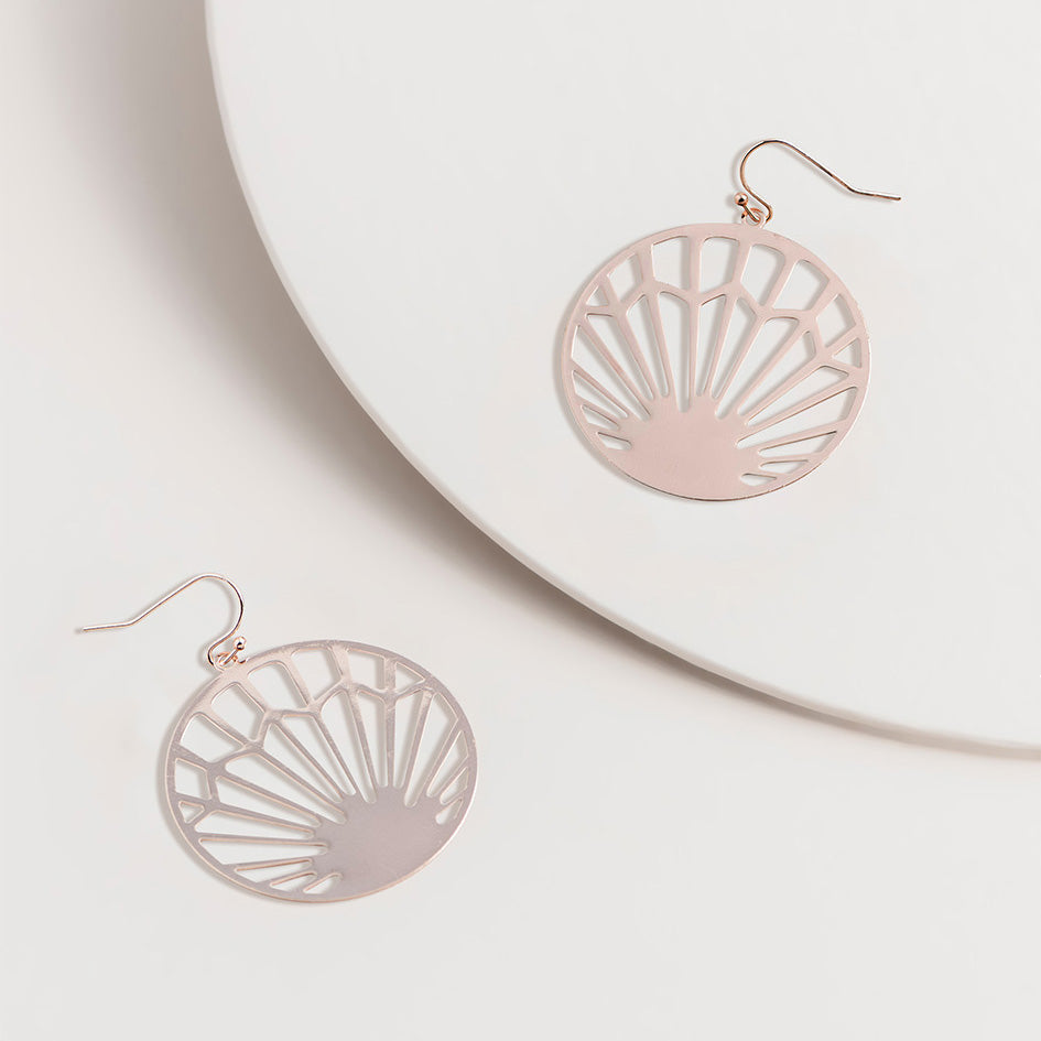 Super Amazing Deco Fan Hook Earrings Rose