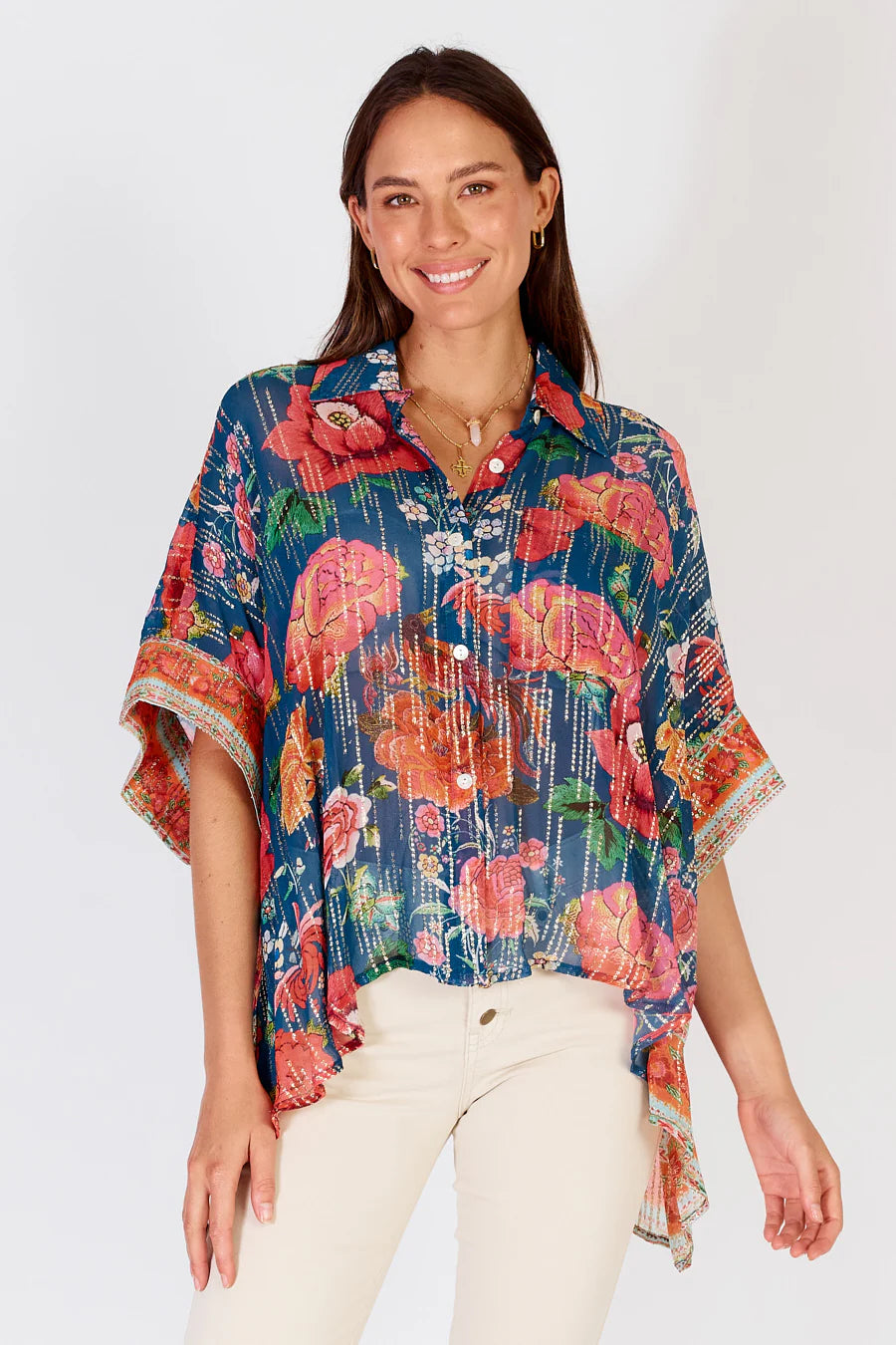 Rubyyaya Mexican Flower Shirt Multi