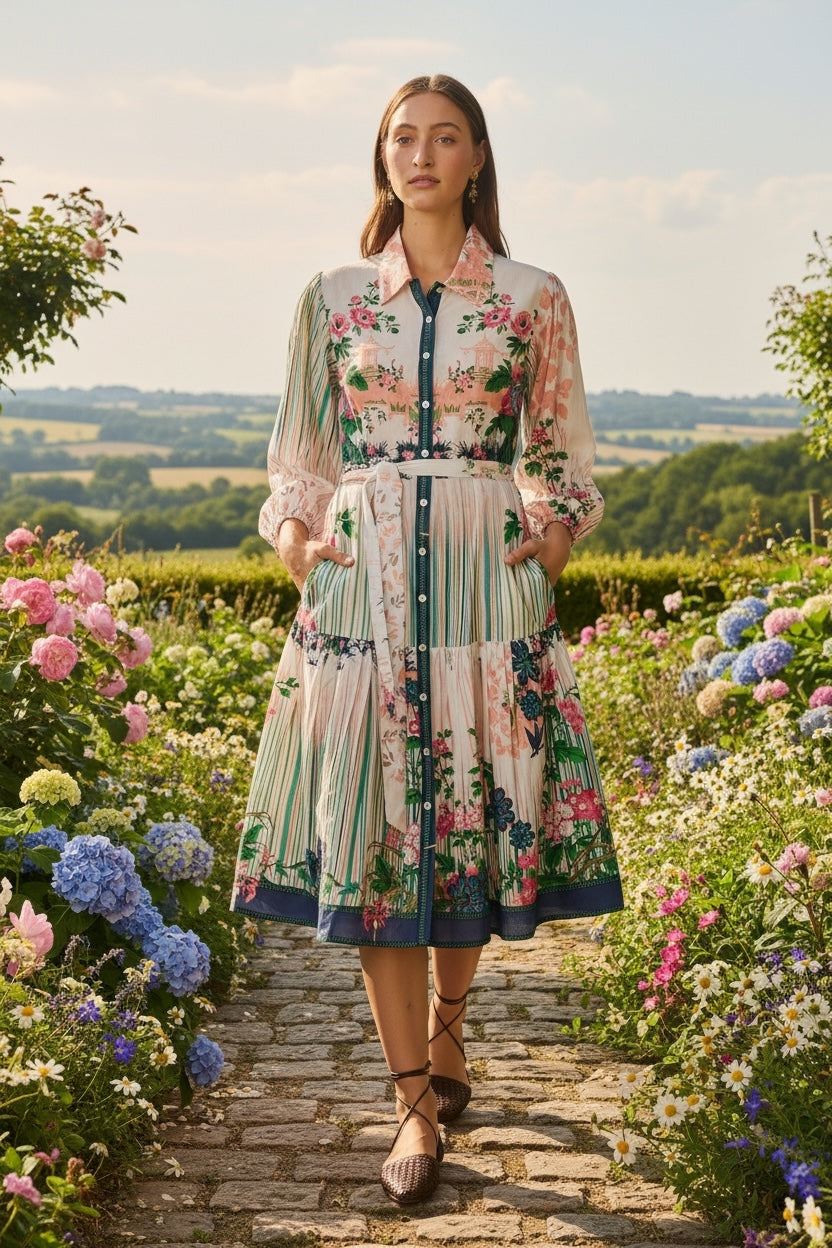 Rubyyaya Roseanne Midi Dress Multi