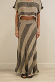 Rustic Linen Sottana Bias Cut Skirt Natural/ Black