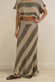 Rustic Linen Sottana Bias Cut Skirt Natural/ Black