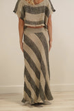 Rustic Linen Sottana Bias Cut Skirt Natural/ Black