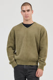 Rollas Shag V-Neck Knit Moss