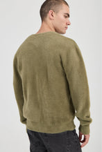 Load image into Gallery viewer, Rollas Shag V-Neck Knit Moss
